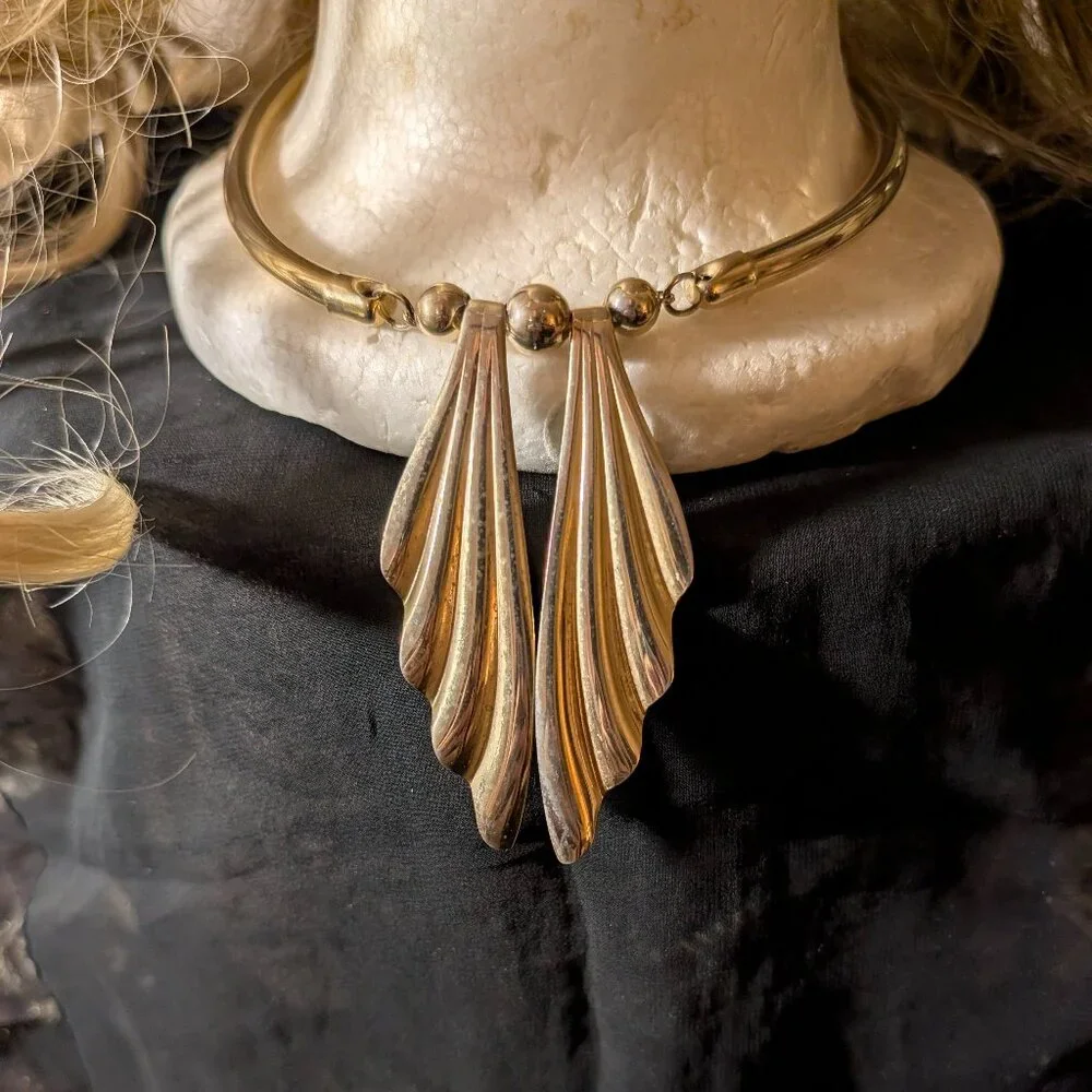 Vintage Park Lane Gold Tone Wing Collar Statement Necklace